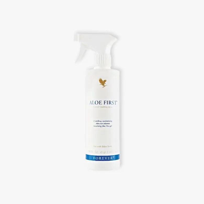 Aloe First višenamjenski sprej sa aloe verom allantoinom i biljnim ekstraktima koji deluje umirujuće na kožu nakon manjih posekotina ogrebotina i opekotina od sunca – Forever Living | Aloe Zdravlje