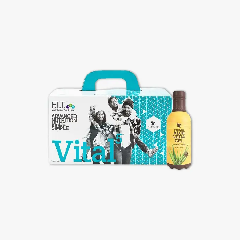 Vital5 Aloe Vera Gel petoproduktni wellness paket sa čistim gelom aloe vere Forever Daily probioticima omega-3 i Argi+ za kompletnu dnevnu nutritivnu rutinu – Forever Living | Aloe Zdravlje